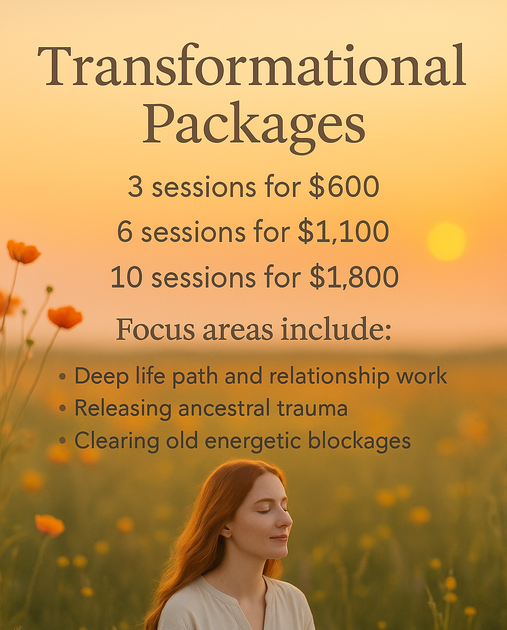 Transformational Soul Journey | 3, 6, or 10-Each Session Packages is 90 minutes with Mary